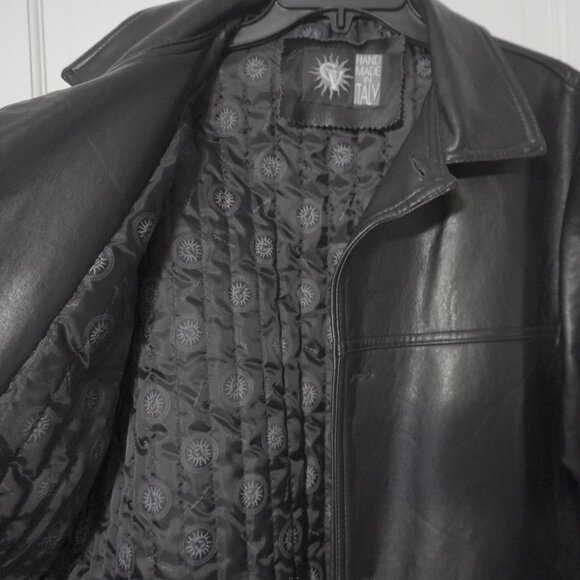 GV Emporio Handmade in Italy Black Leather Jacket Sz L - Picture 6 of 7